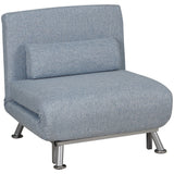 Linen Fabric 1 Seater Sofa Bed 75cm Wide With 1 Pillow - Velmora