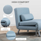 Linen Fabric 1 Seater Sofa Bed 75cm Wide With 1 Pillow - Velmora