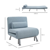 Linen Fabric 1 Seater Sofa Bed 75cm Wide With 1 Pillow - Velmora