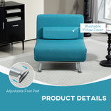 Linen Fabric 1 Seater Sofa Bed 75cm Wide With 1 Pillow - Velmora