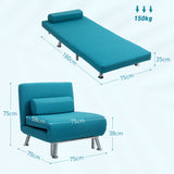Linen Fabric 1 Seater Sofa Bed 75cm Wide With 1 Pillow - Velmora