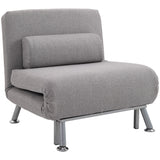 Linen Fabric 1 Seater Sofa Bed 75cm Wide With 1 Pillow - Velmora