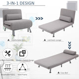 Linen Fabric 1 Seater Sofa Bed 75cm Wide With 1 Pillow - Velmora