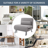 Linen Fabric 1 Seater Sofa Bed 75cm Wide With 1 Pillow - Velmora