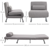 Linen Fabric 1 Seater Sofa Bed 75cm Wide With 1 Pillow - Velmora