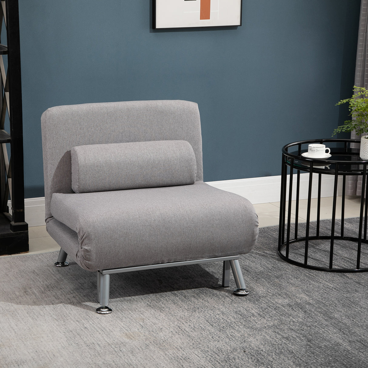 Linen Fabric 1 Seater Sofa Bed 75cm Wide With 1 Pillow - Velmora