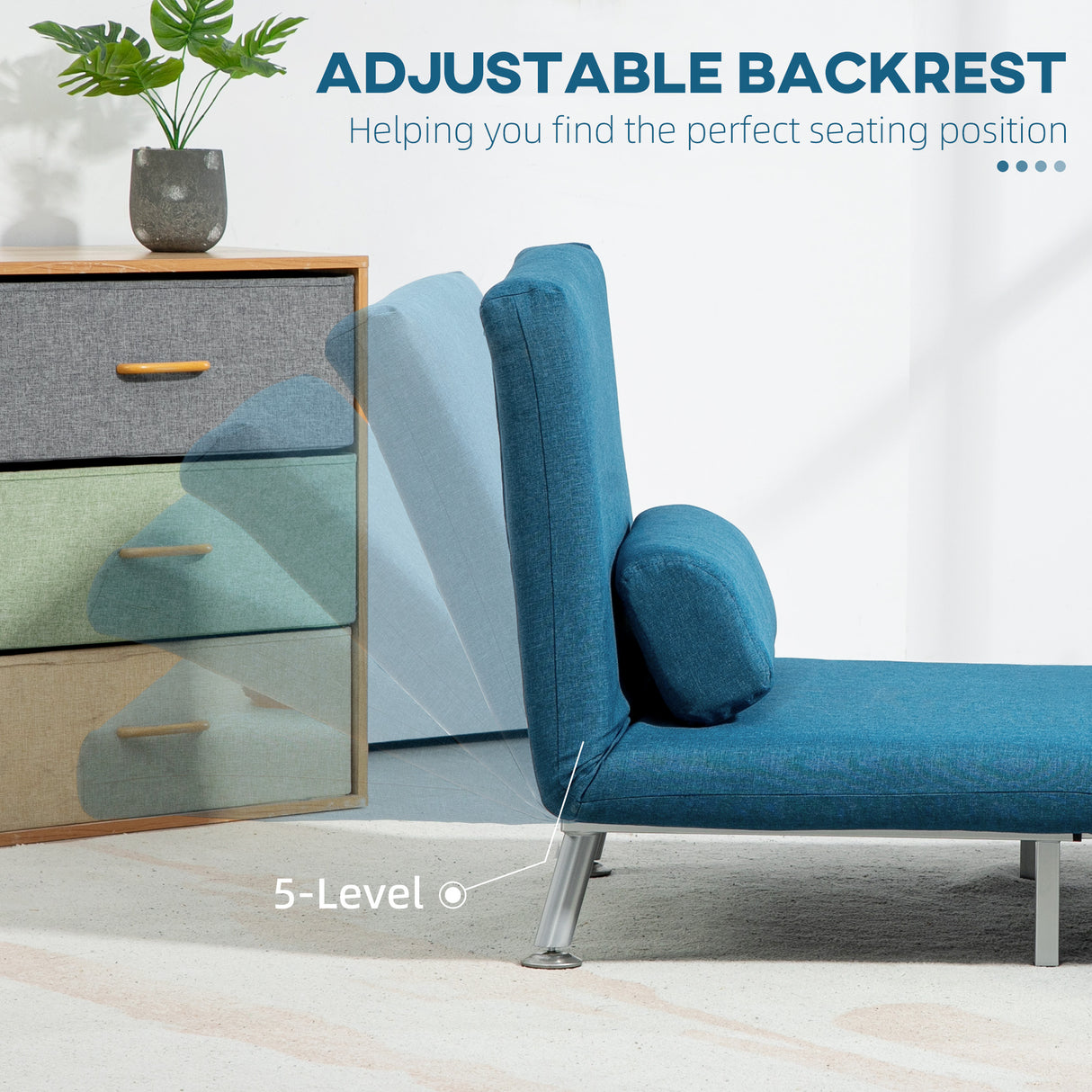 Linen Fabric 1 Seater Sofa Bed 75cm Wide With 1 Pillow - Velmora