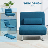 Linen Fabric 1 Seater Sofa Bed 75cm Wide With 1 Pillow - Velmora