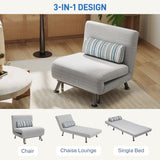 Linen Fabric 1 Seater Sofa Bed 75cm Wide With 1 Pillow - Velmora