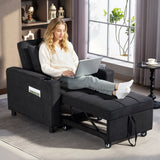 Linen Fabric 1 Seater Sofa Bed 95cm Wide With 1 Pillow - Velmora