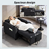 Linen Fabric 1 Seater Sofa Bed 95cm Wide With 1 Pillow - Velmora