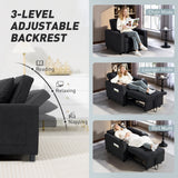 Linen Fabric 1 Seater Sofa Bed 95cm Wide With 1 Pillow - Velmora