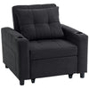 Linen Fabric 1 Seater Sofa Bed 95cm Wide With 1 Pillow - Velmora