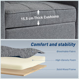 Linen Fabric 1 Seater Sofa Bed 95cm Wide With 1 Pillow - Velmora