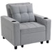 Linen Fabric 1 Seater Sofa Bed 95cm Wide With 1 Pillow - Velmora