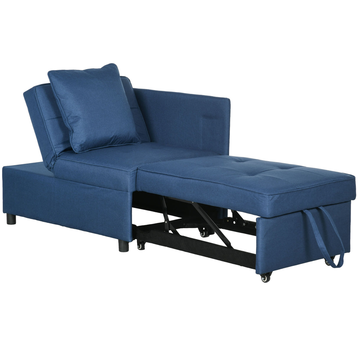 Linen Fabric 1 Seater Sofa Bed 98cm Wide With 2 Pillows - Velmora