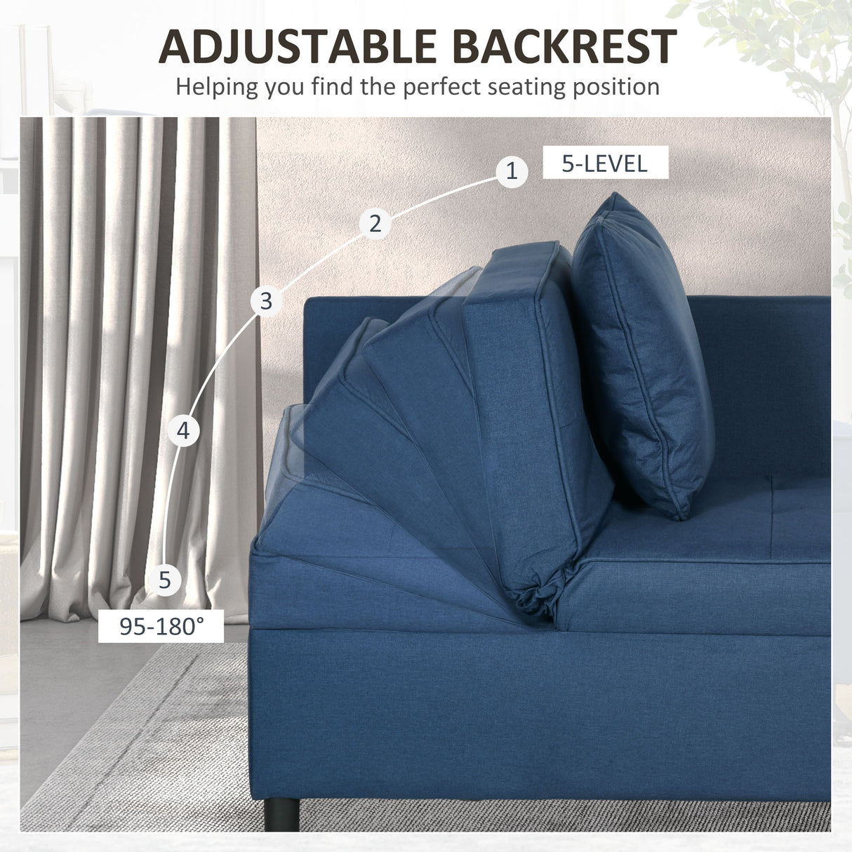 Linen Fabric 1 Seater Sofa Bed 98cm Wide With 2 Pillows - Velmora