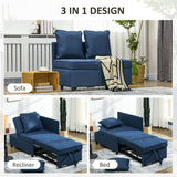 Linen Fabric 1 Seater Sofa Bed 98cm Wide With 2 Pillows - Velmora