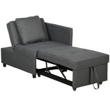 Linen Fabric 1 Seater Sofa Bed 98cm Wide With 2 Pillows - Velmora
