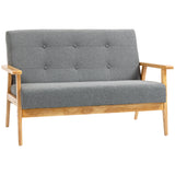 Linen Fabric 2 Seater Sofa 115cm Wide With Rubberwood Legs - Velmora