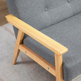 Linen Fabric 2 Seater Sofa 115cm Wide With Rubberwood Legs - Velmora