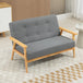 Linen Fabric 2 Seater Sofa 115cm Wide With Rubberwood Legs - Velmora