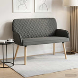 Linen Fabric 2 Seater Sofa 115cm Wide With Wooden Legs - Vantage Home