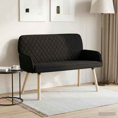 Linen Fabric 2 Seater Sofa 115cm Wide With Wooden Legs - Vantage Home