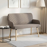 Linen Fabric 2 Seater Sofa 115cm Wide With Wooden Legs - Vantage Home