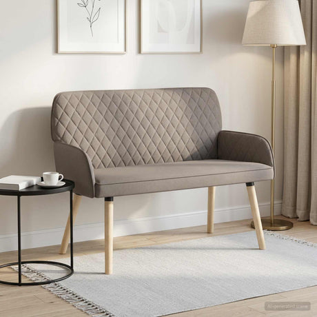 Linen Fabric 2 Seater Sofa 115cm Wide With Wooden Legs - Vantage Home