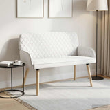 Linen Fabric 2 Seater Sofa 115cm Wide With Wooden Legs - Vantage Home