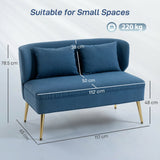 Linen Fabric 2 Seater Sofa 117cm Wide With Metal Legs - Velmora