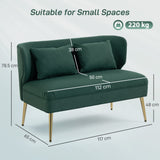 Linen Fabric 2 Seater Sofa 117cm Wide With Metal Legs - Velmora