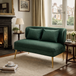 Linen Fabric 2 Seater Sofa 117cm Wide With Metal Legs - Velmora