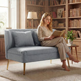 Linen Fabric 2 Seater Sofa 117cm Wide With Metal Legs - Velmora