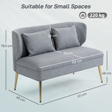 Linen Fabric 2 Seater Sofa 117cm Wide With Metal Legs - Velmora