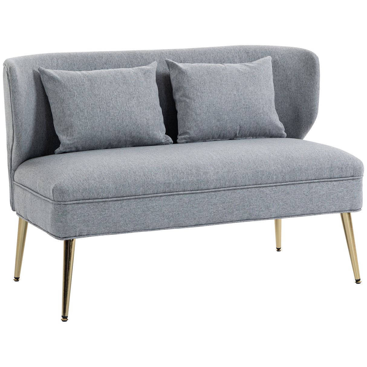 Linen Fabric 2 Seater Sofa 117cm Wide With Metal Legs - Velmora