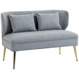 Linen Fabric 2 Seater Sofa 117cm Wide With Metal Legs - Velmora