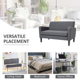 Linen Fabric 2 Seater Sofa 122cm Wide With Wooden Legs - Velmora
