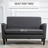 Linen Fabric 2 Seater Sofa 122cm Wide With Wooden Legs - Velmora