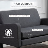 Linen Fabric 2 Seater Sofa 122cm Wide With Wooden Legs - Velmora