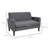 Linen Fabric 2 Seater Sofa 122cm Wide With Wooden Legs - Velmora