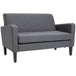 Linen Fabric 2 Seater Sofa 122cm Wide With Wooden Legs - Velmora