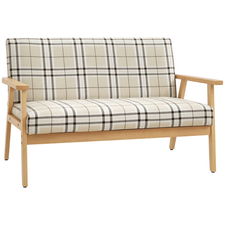 Linen Fabric 2 Seater Sofa 124cm Wide With Wooden Frame - Velmora