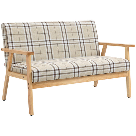 Linen Fabric 2 Seater Sofa 124cm Wide With Wooden Frame - Velmora