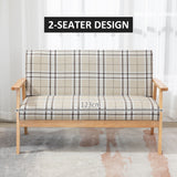 Linen Fabric 2 Seater Sofa 124cm Wide With Wooden Frame - Velmora
