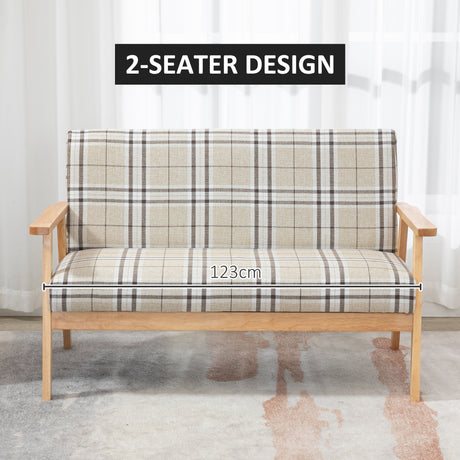 Linen Fabric 2 Seater Sofa 124cm Wide With Wooden Frame - Velmora