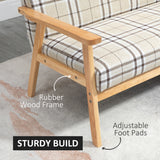Linen Fabric 2 Seater Sofa 124cm Wide With Wooden Frame - Velmora