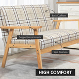 Linen Fabric 2 Seater Sofa 124cm Wide With Wooden Frame - Velmora