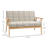 Linen Fabric 2 Seater Sofa 124cm Wide With Wooden Frame - Velmora